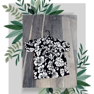 Manava black & white print button up sz L